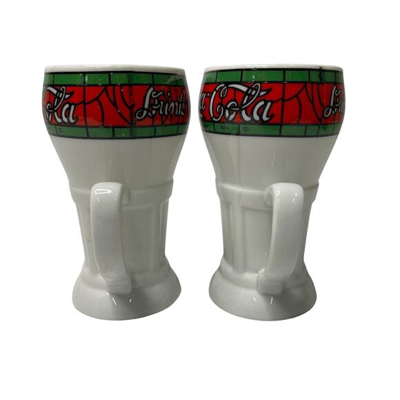 Set of 2 CocaCola Mann Made Mugs Exclusive White Ceramic Coffee Tea Cups Vintage - Picture 2 of 9